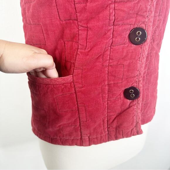 Habitat Size Small Red Quilted Sleeveless Button Front Jacket Vest - Picture 7 of 11